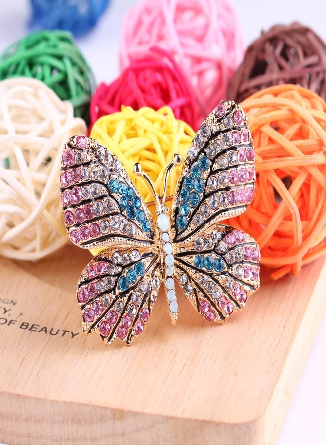 FORUBUS Delicate Butterfly Rhinestone Brooch Pin - Glittering Crystal Butterfly Brooch Pin for Women and Girls-pink - Image 3